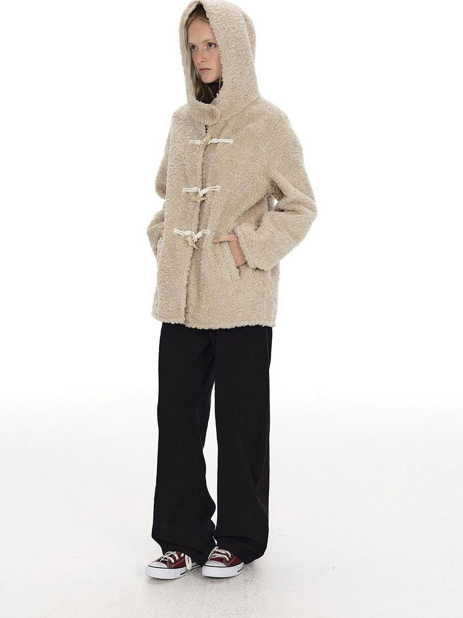 Country Moment Warm Hooded Loose Fit Cleanfit Youth Casual Polyester Beige Wool Coats