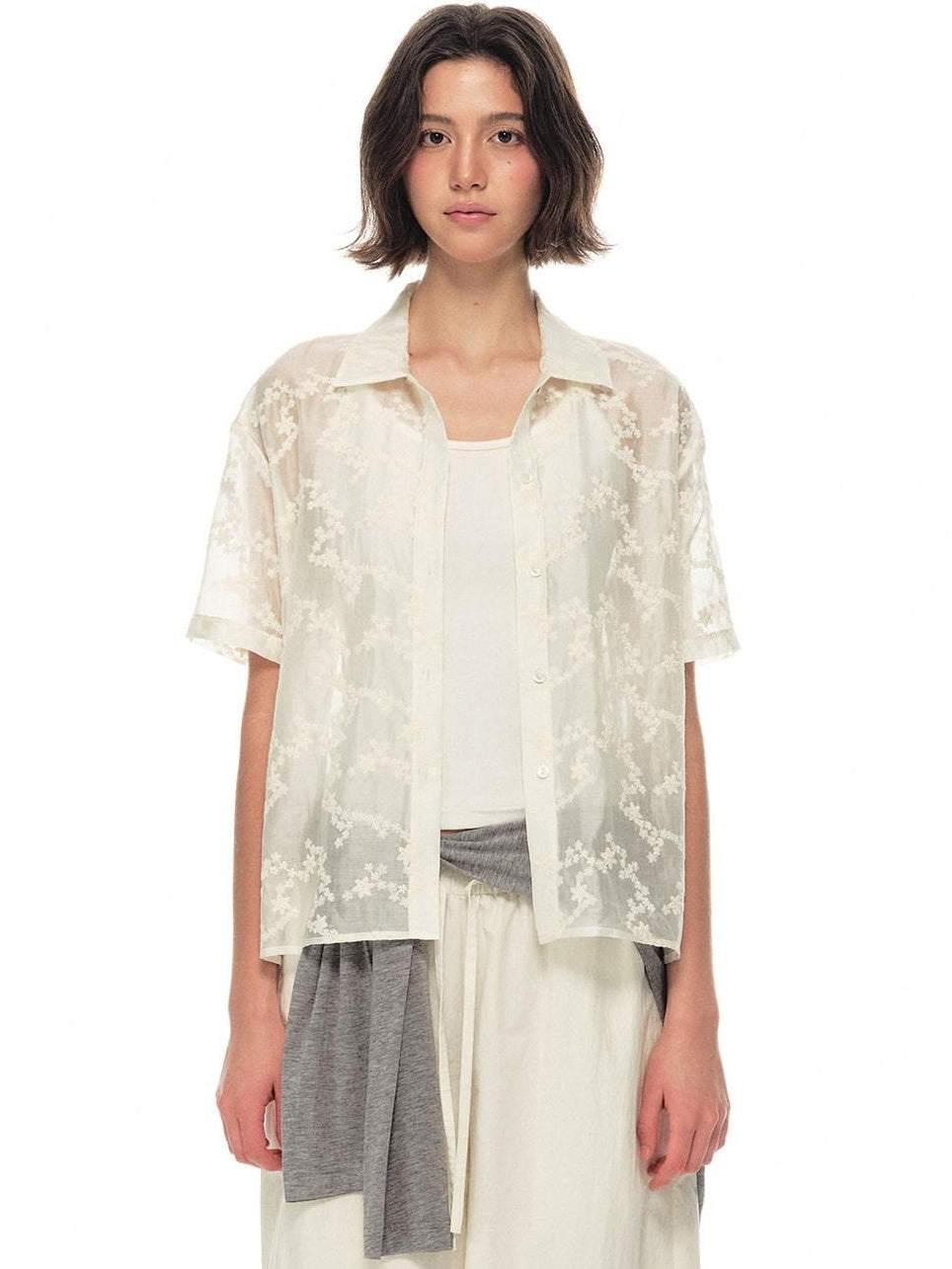Country Moment Breathable Embroidered Lyocell Loose French Collar Women Travel City Blouses