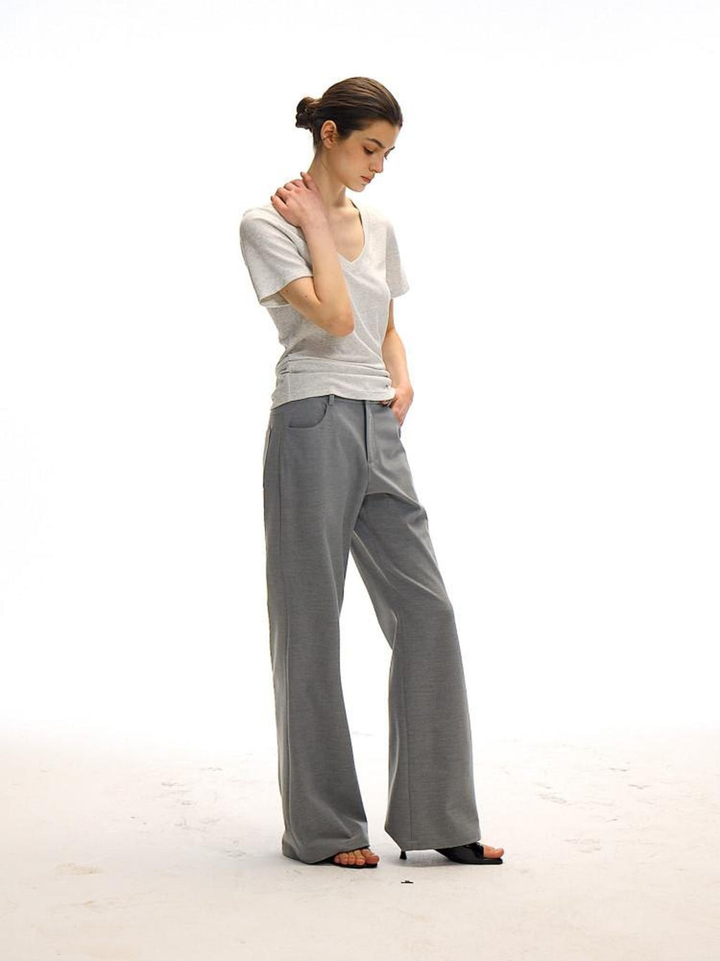 Country Moment Breathable Loose Street Sport Zip Fly Women Solid Gray Straight Pants