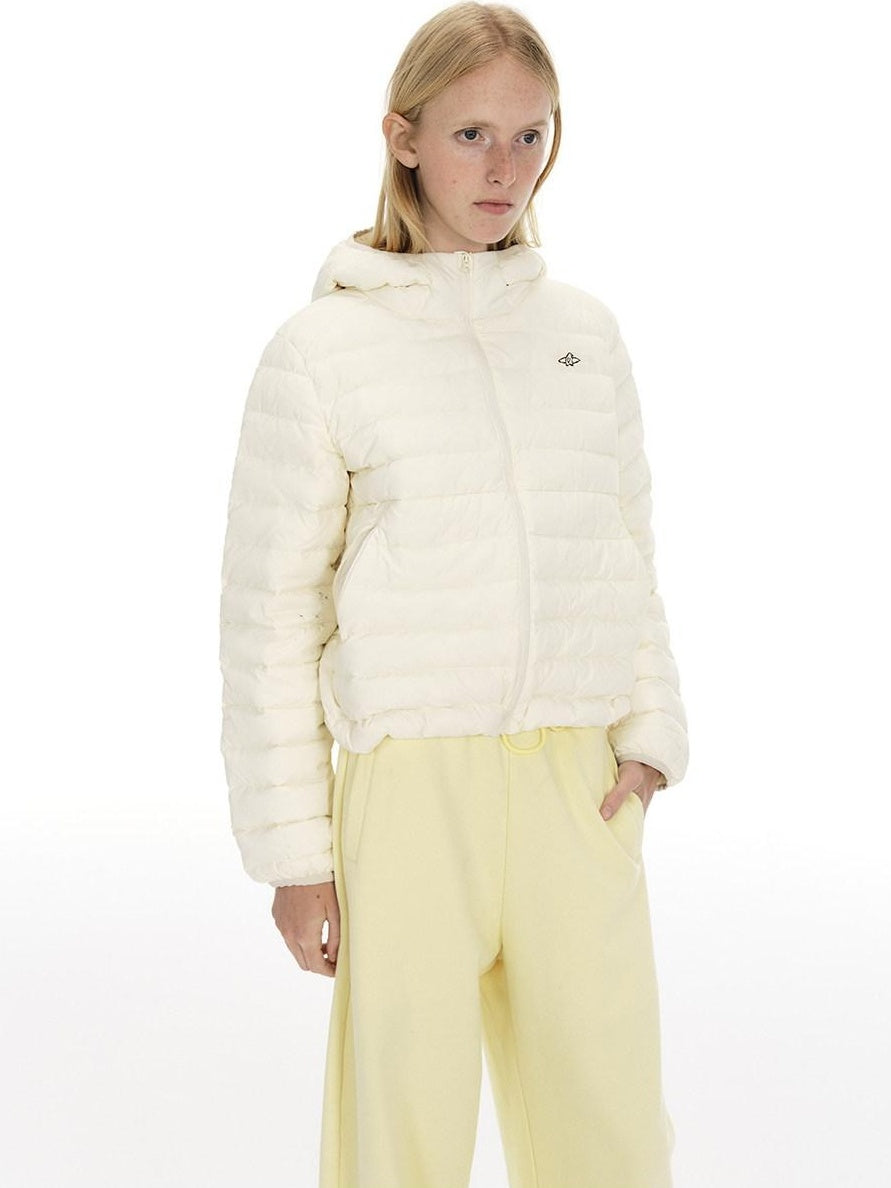 Country Moment 90 Percent White Duck Down Casual Short Hooded Zipper Women Down Jackets