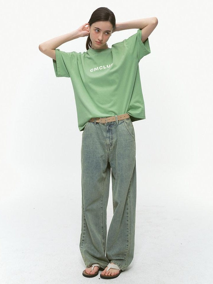 Country Moment Washed Distressed Mid Rise Loose Casual Cotton Vintage Wide Leg Jeans