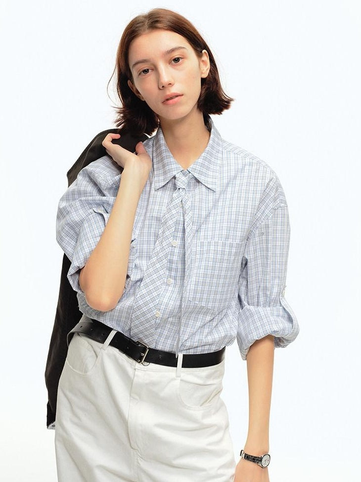 Country Moment Breathable Cotton Blue Green Plaid Button Long Sleeve Unisex Shirts