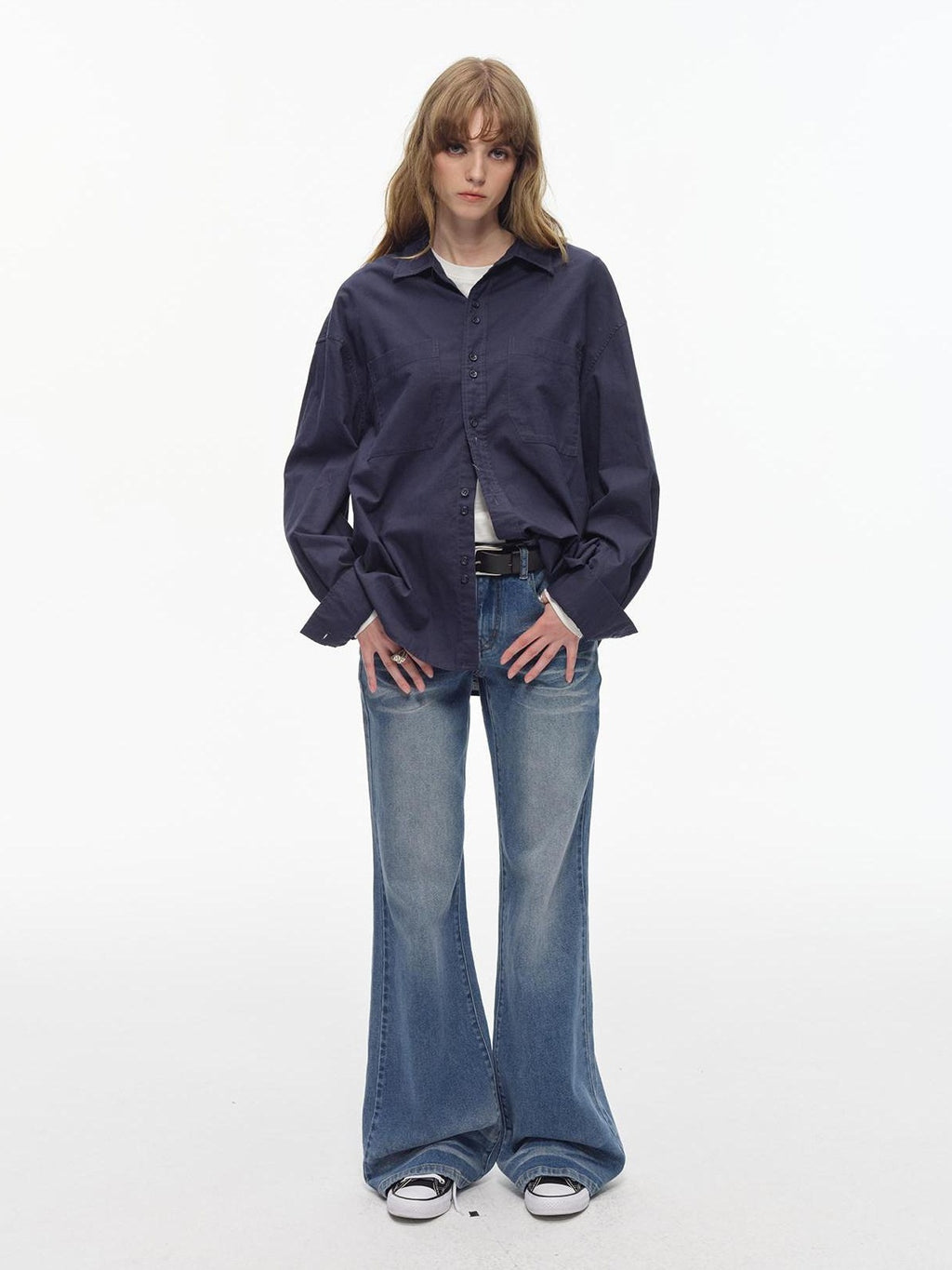 Country Moment Breathable Cotton Linen Loose Button Collar Unisex Long Sleeve Solid Shirts