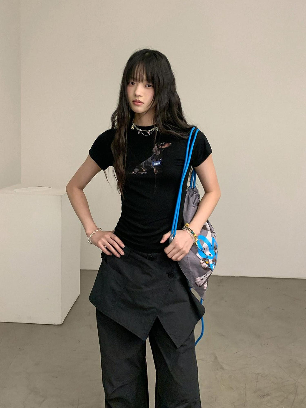 DDGIRL studio Quick Dry Lyocell Slim Fit Office Animal Print Black Short Sleeve T-Shirts