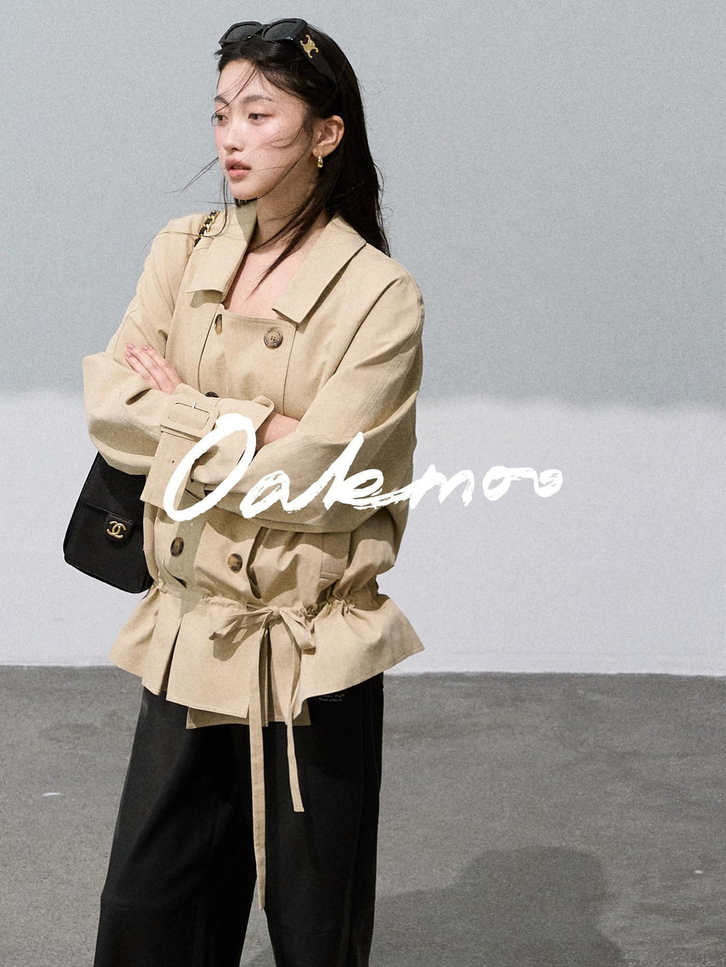 7 OAKMOO Cotton Lyocell Relaxed Midlength Double Breasted Commuter Khaki Trench Coats