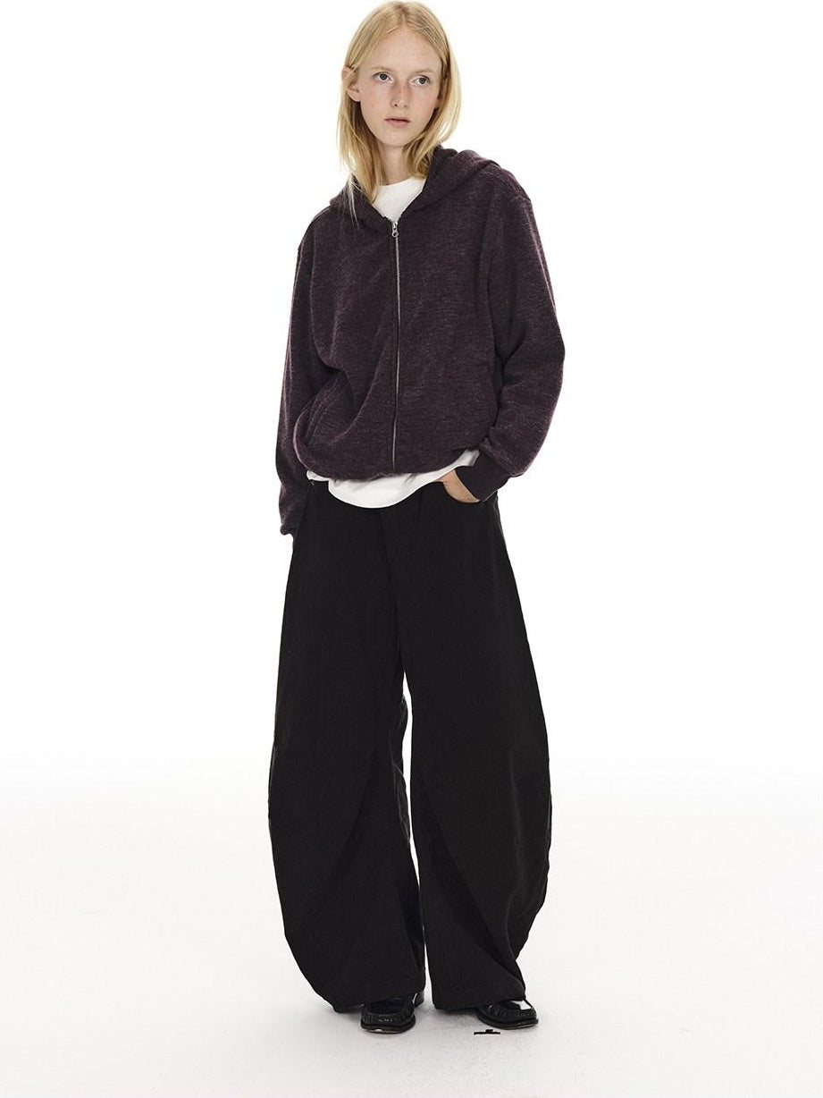 Country Moment Soft Polyester Blend Zip Up Casual Standard Fit Unisex Deep Purple Hoodie