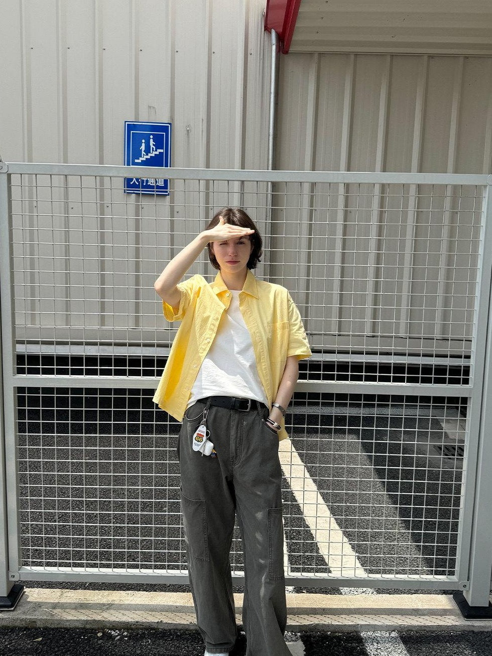 Country Moment Washed Pure Cotton Loose Fit Teen Everyday American Casual Straight Pants