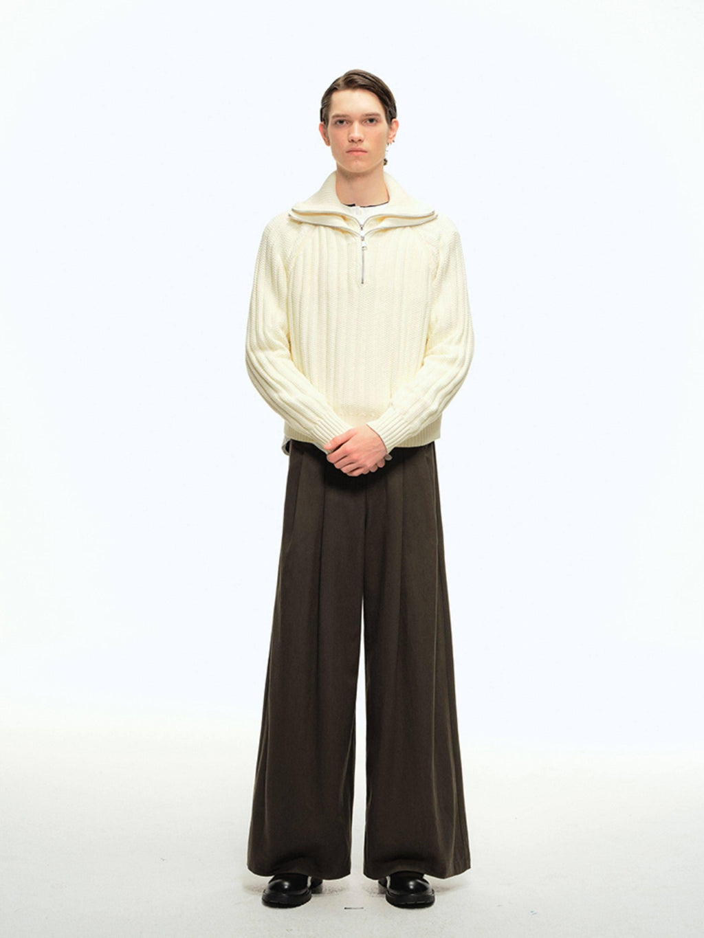 Country Moment Lyocell Cotton Blend Extra Wide Flared Youth Casual Brown Wide Leg Pants