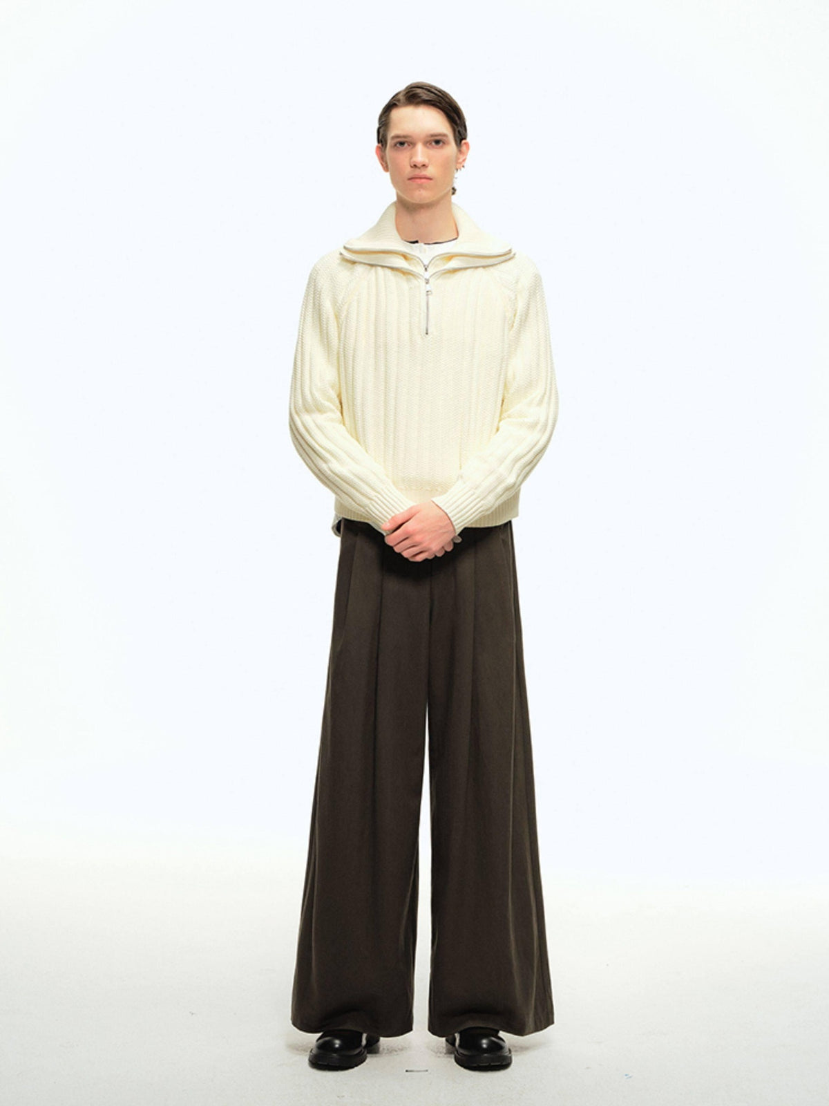 Country Moment Lyocell Cotton Blend Extra Wide Flared Youth Casual Brown Wide Leg Pants