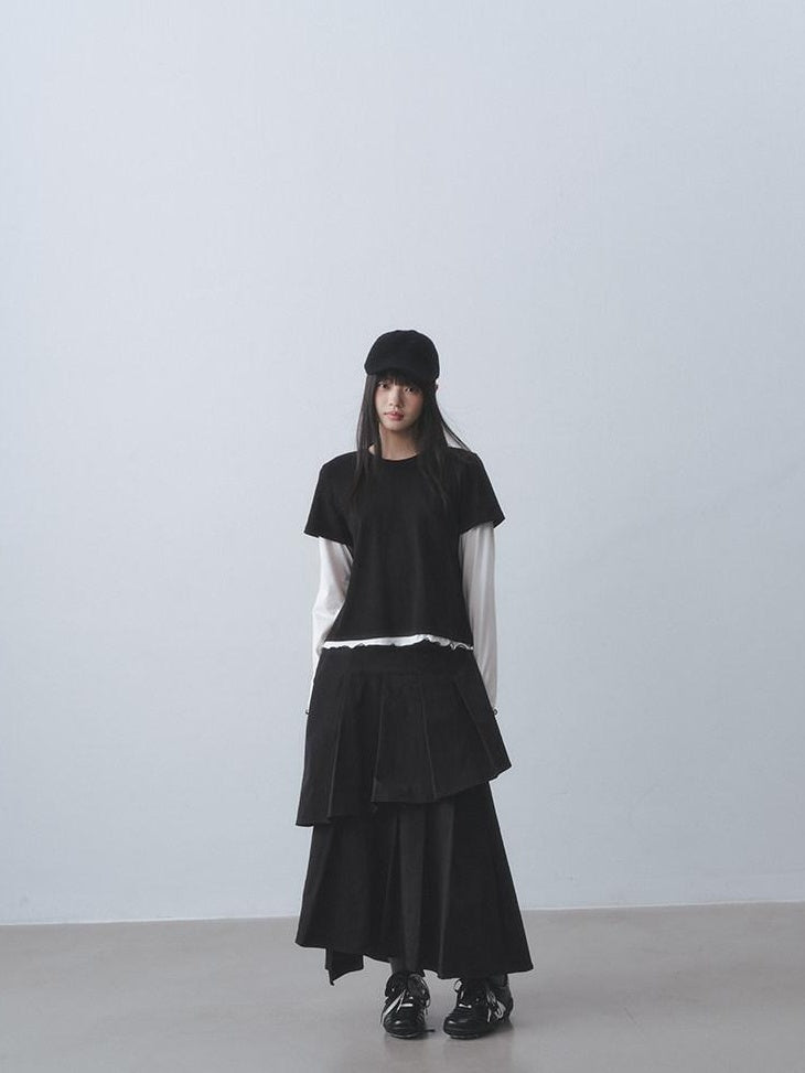 DDGIRL studio Retains Shape Double Lined Pleated High Waist Women Cotton Blend Maxi Skirts