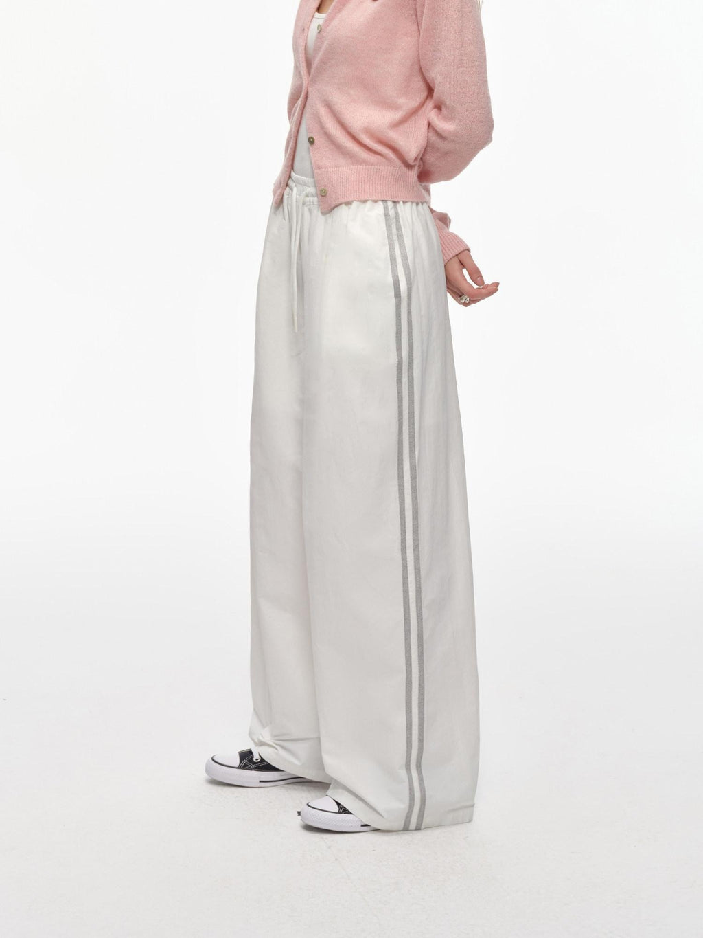 Country Moment Elastic Waist Striped Cotton Blend Straight Leg Youth Casual Wide Leg Pants