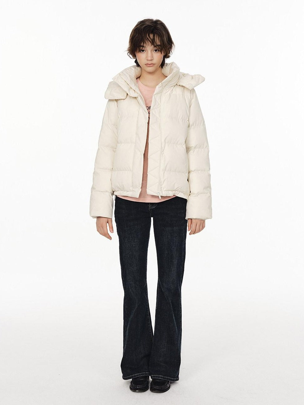 Country Moment 650Fp White Duck Down Cozy Cropped Detachable Hood Women Zipper Down Jackets