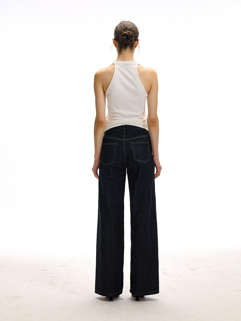 Country Moment High Rise Washed Relaxed Zip Fly Dark Navy Stretch Straight Leg Jeans