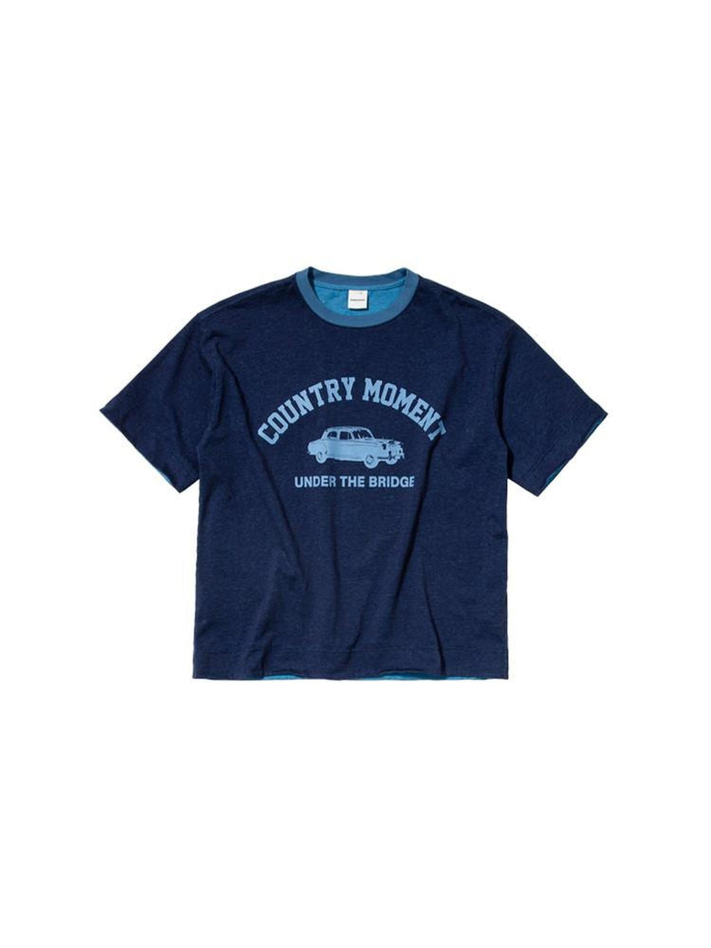Country Moment Breathable 100% Cotton Relaxed Logo Print Unisex Navy Short Sleeve T-Shirts