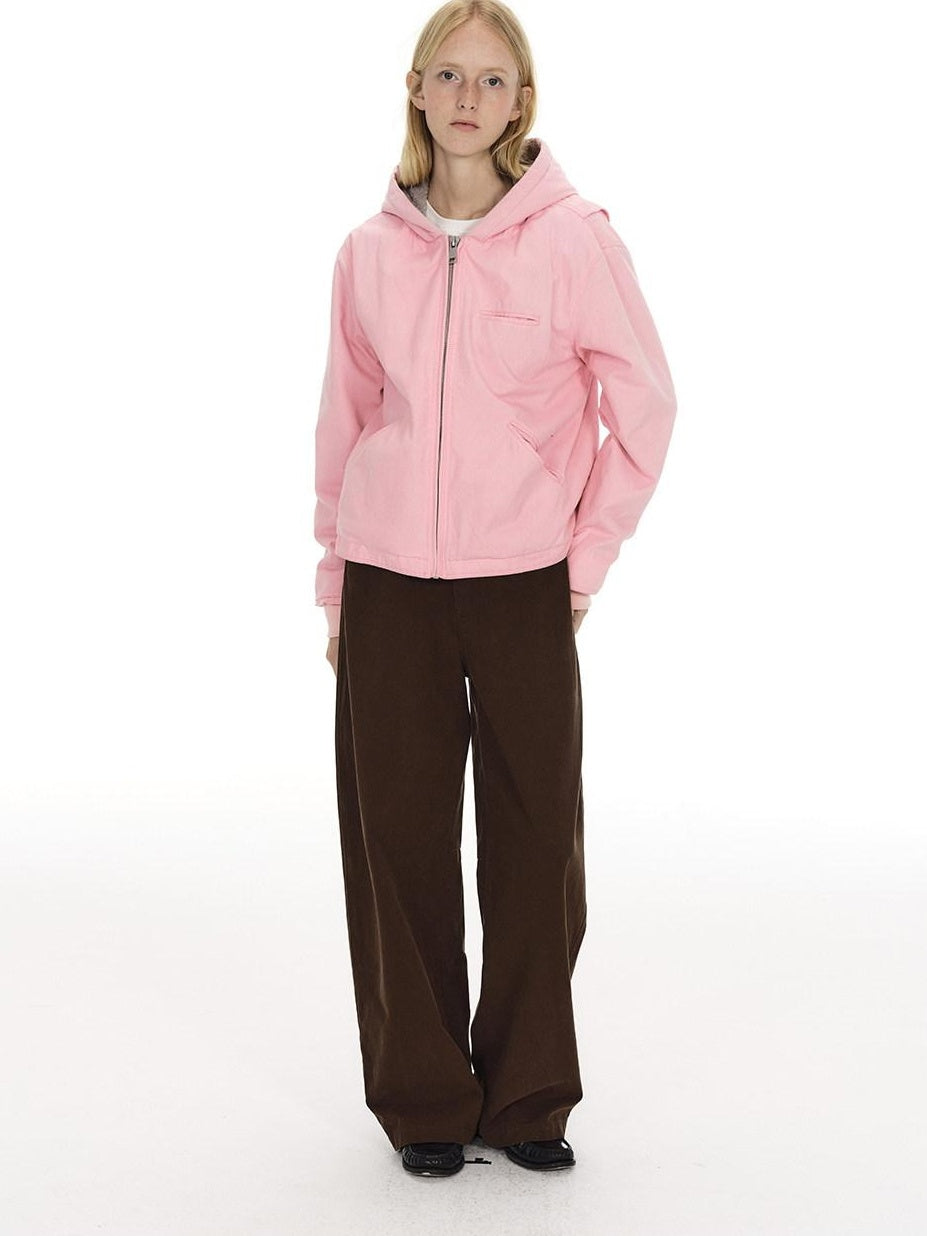 Country Moment Breathable Washed Cotton Relaxed Vintage Workwear Brown Straight Pants