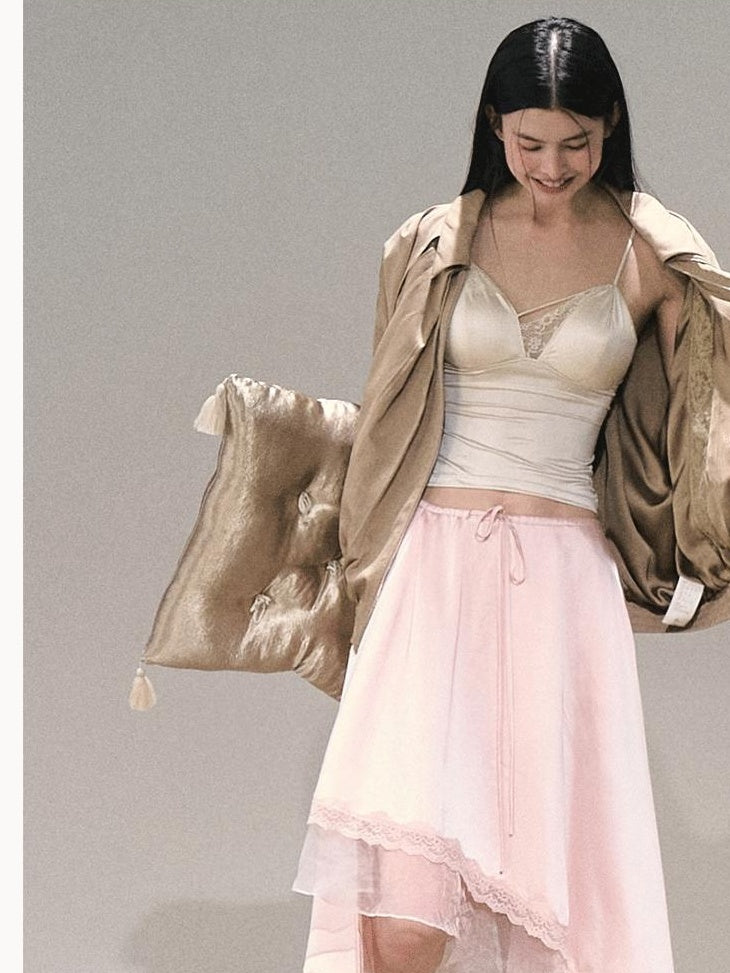7 OAKMOO Cooling Tencel Loose Fit Casual Stand Collar Zip Women Palm Khaki Short Coat