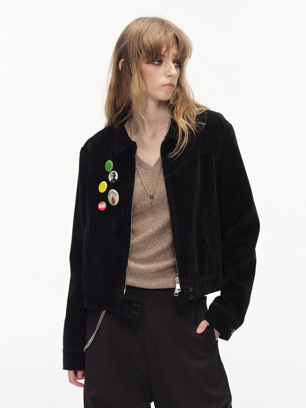 Country Moment Warm Casual Lapel Zipper Long Sleeve Pockets Women Cropped Jackets