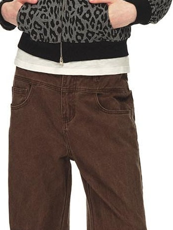 Country Moment 100% Cotton Loose Zip Crop Hooded Leopard Print Women Black Grey Hoodie