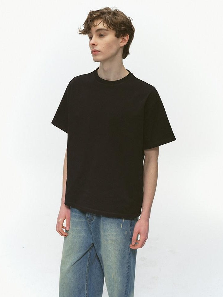 Country Moment Breathable 100 Percent Cotton Loose Piped Edge Crewneck Short Sleeve T-Shirts