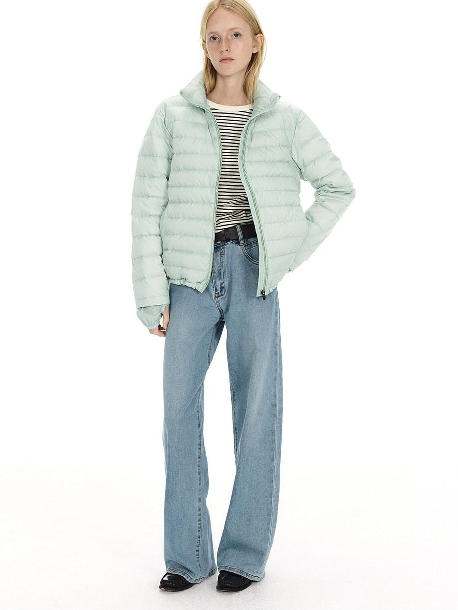 Country Moment Lightweight Warm Short Stand Collar Casual Unisex Nylon White Duck Down Jackets