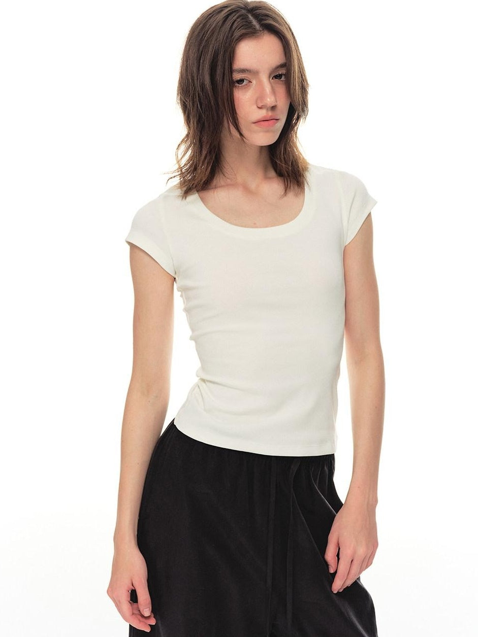Country Moment Breathable Stretch Washed Slim Fit U Neck Women Cotton Short Sleeve T-Shirts