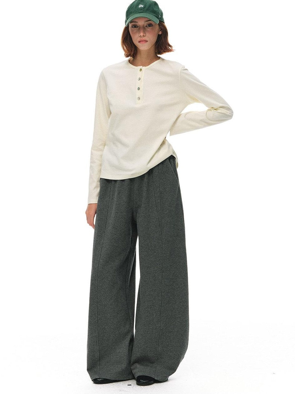 Country Moment Pure Cotton Breathable Henley Button Placket Women Citywalk Long Sleeve T-Shirts