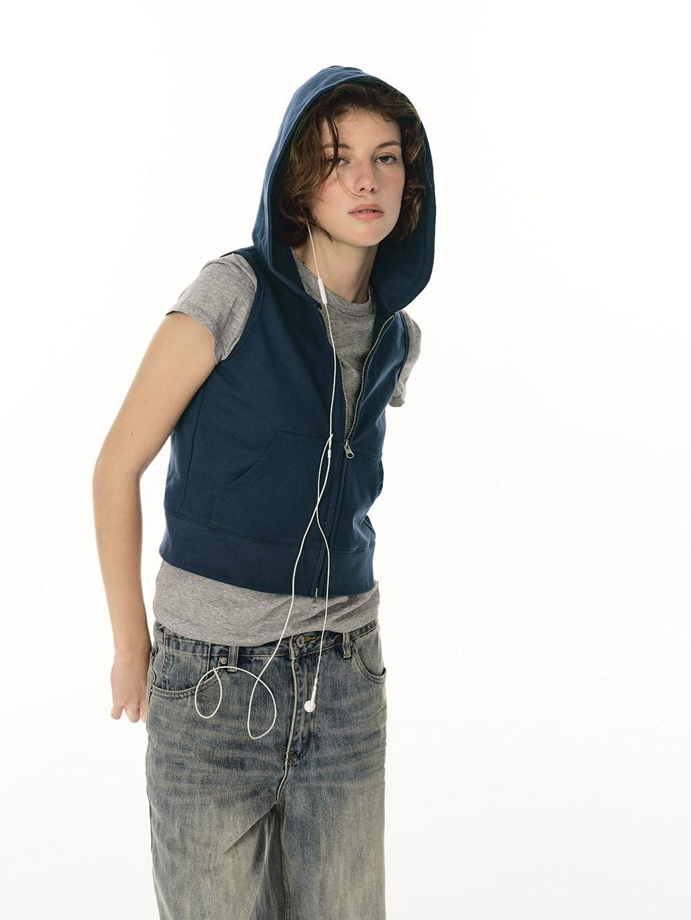 Country Moment Organic Cotton Regular Fit Hooded Zip Short Length Male Breathable Casual Vests