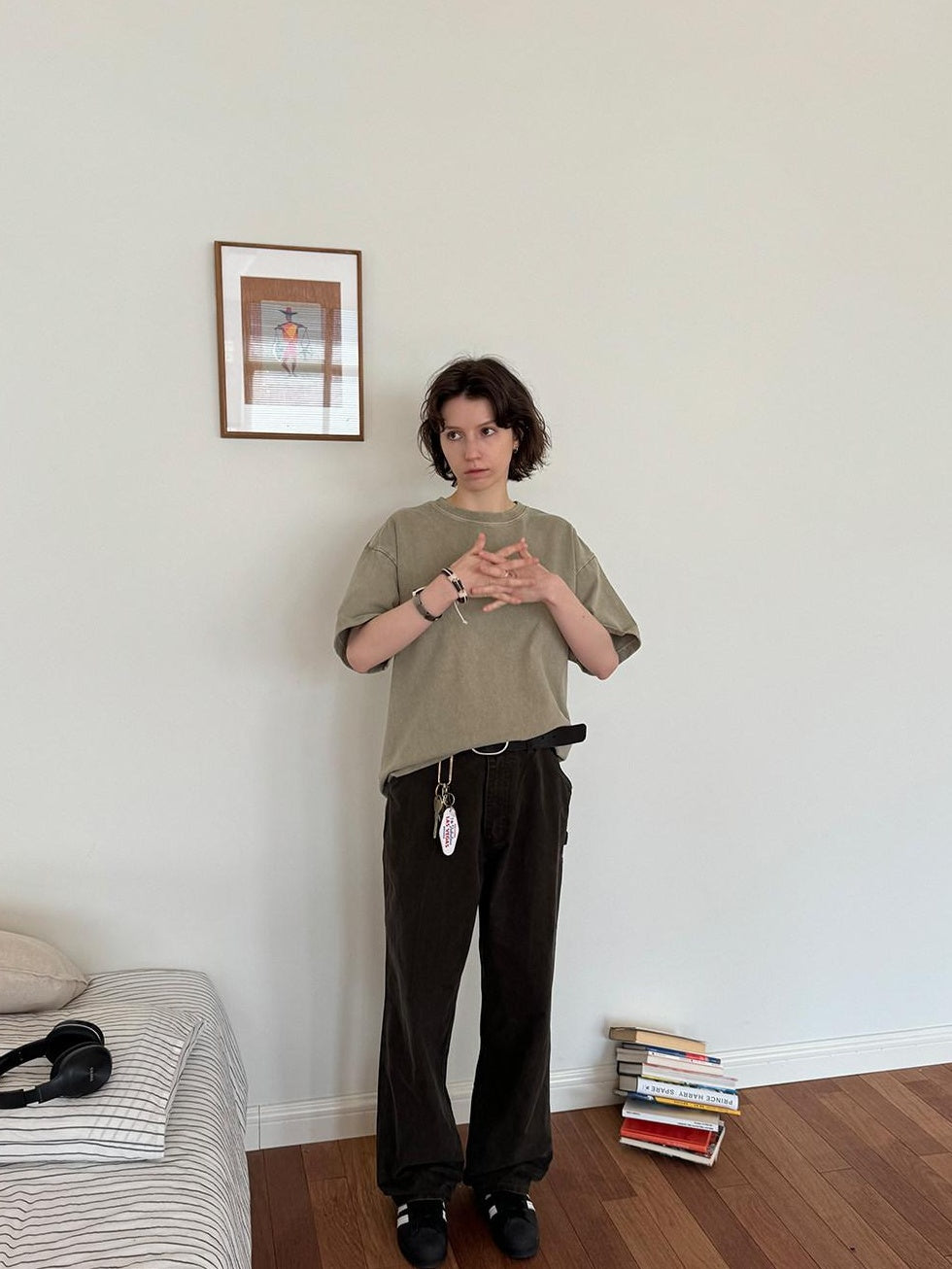 Country Moment Washed Cotton 100 Percent Loose Mid Rise Cargo Casual Youth Straight Pants