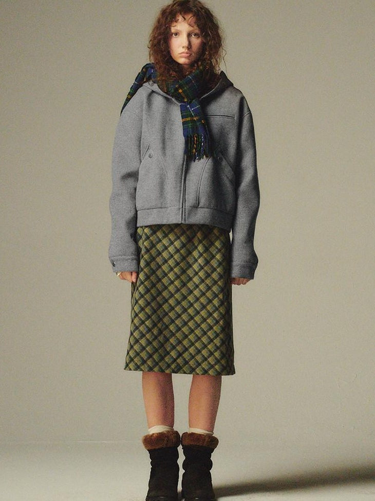Country Moment Cozy Lightweight Hooded Loose Fit Short Grey Youthful Casual Kids Puffer Jackets