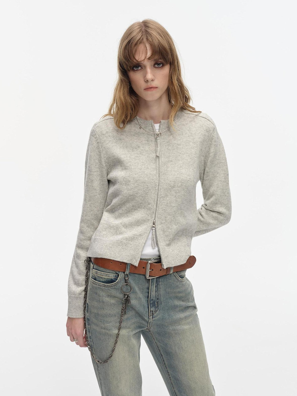 Country Moment Thermal Wool Blend Slim Fit Zip Front Office Unisex Fine Knit Cardigans