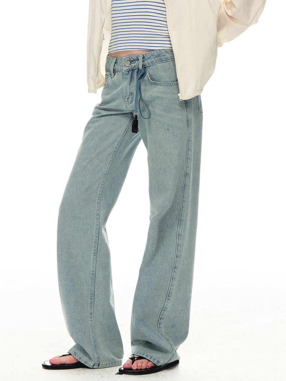 Country Moment Breathable Midrise Waterwash Loose Unisex Casual Cotton Wide Leg Jeans