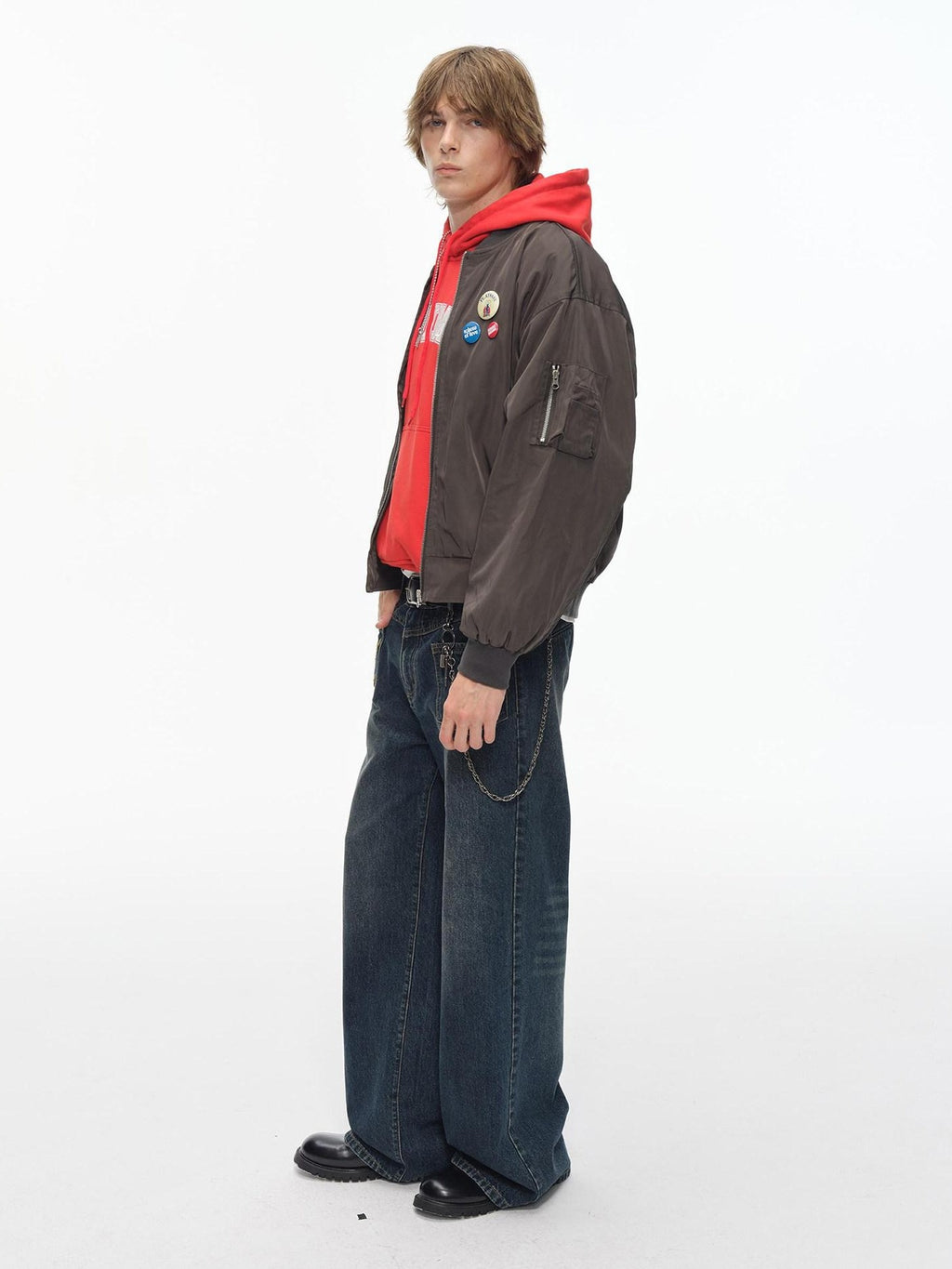 Country Moment Breathable Cotton Embroidered Mid Rise Loose Stonewash Wide Leg Jeans