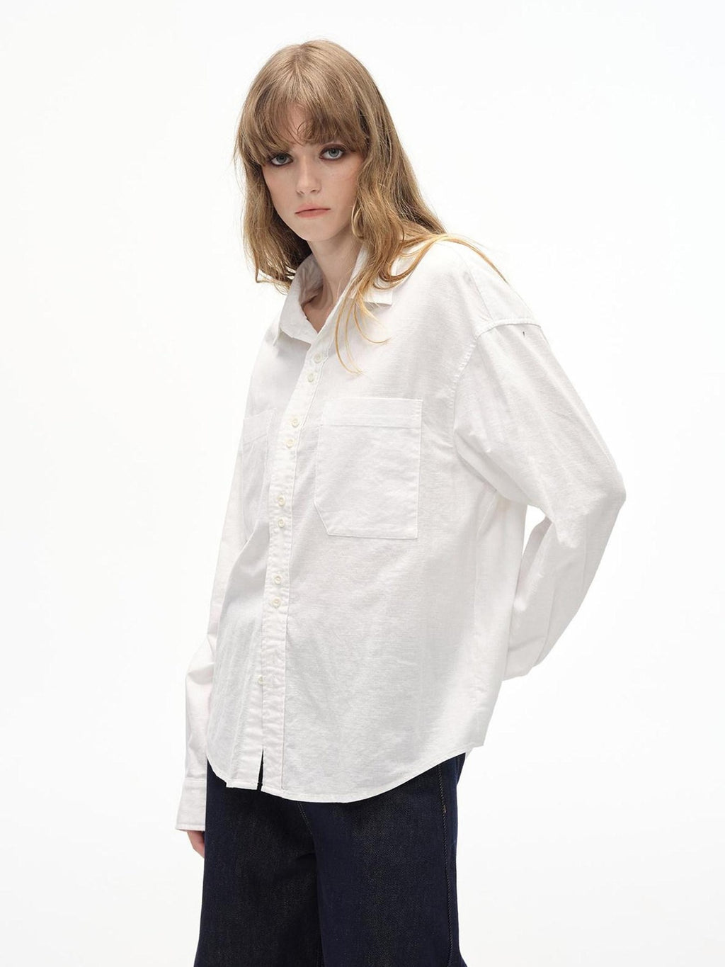 Country Moment Breathable Cotton Linen Loose Fit Button Collared Unisex Long Sleeve Shirts