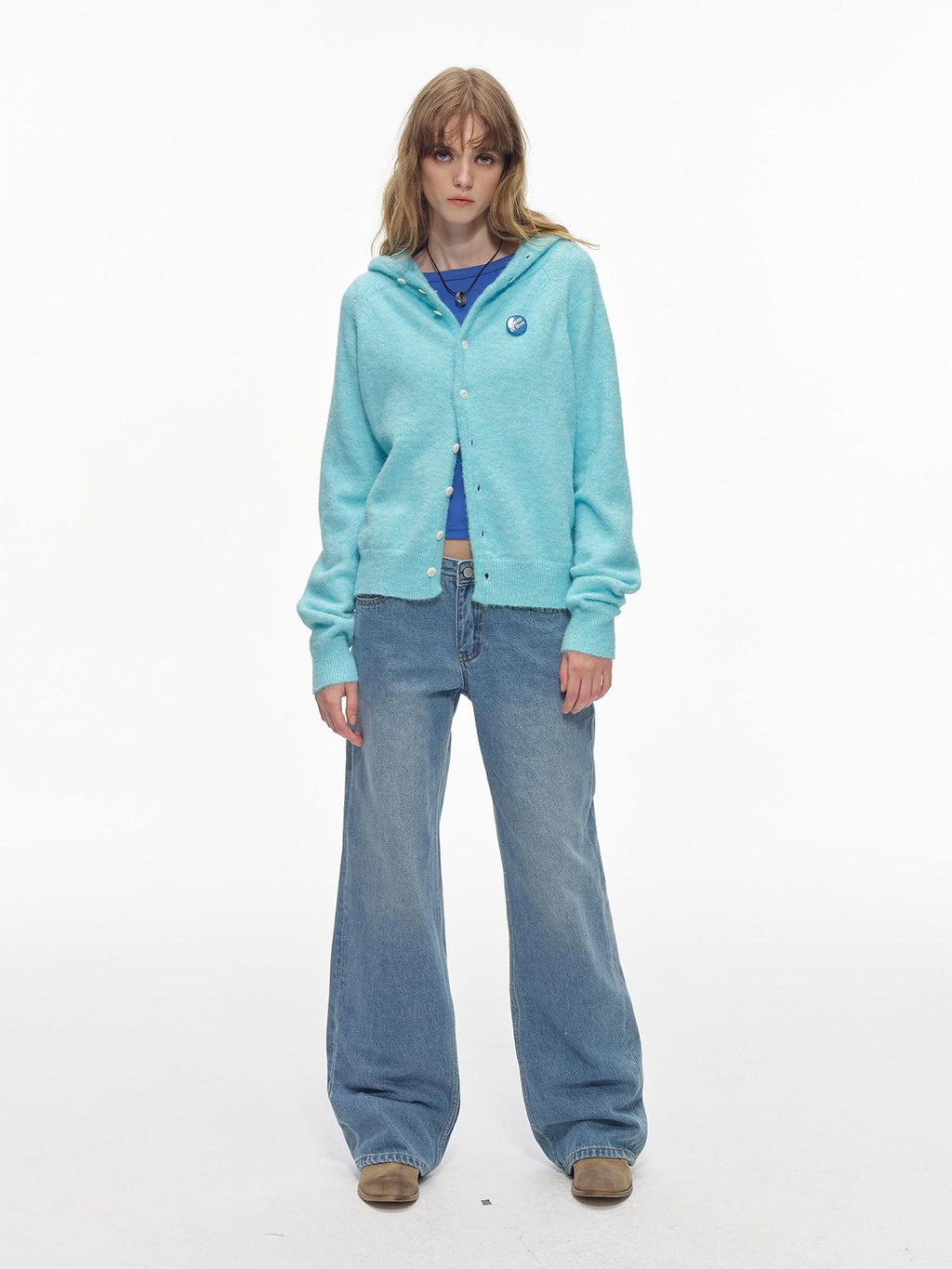 Country Moment Soft Button Closure Hooded Loose Fit Unisex Polyester Blend Cardigans