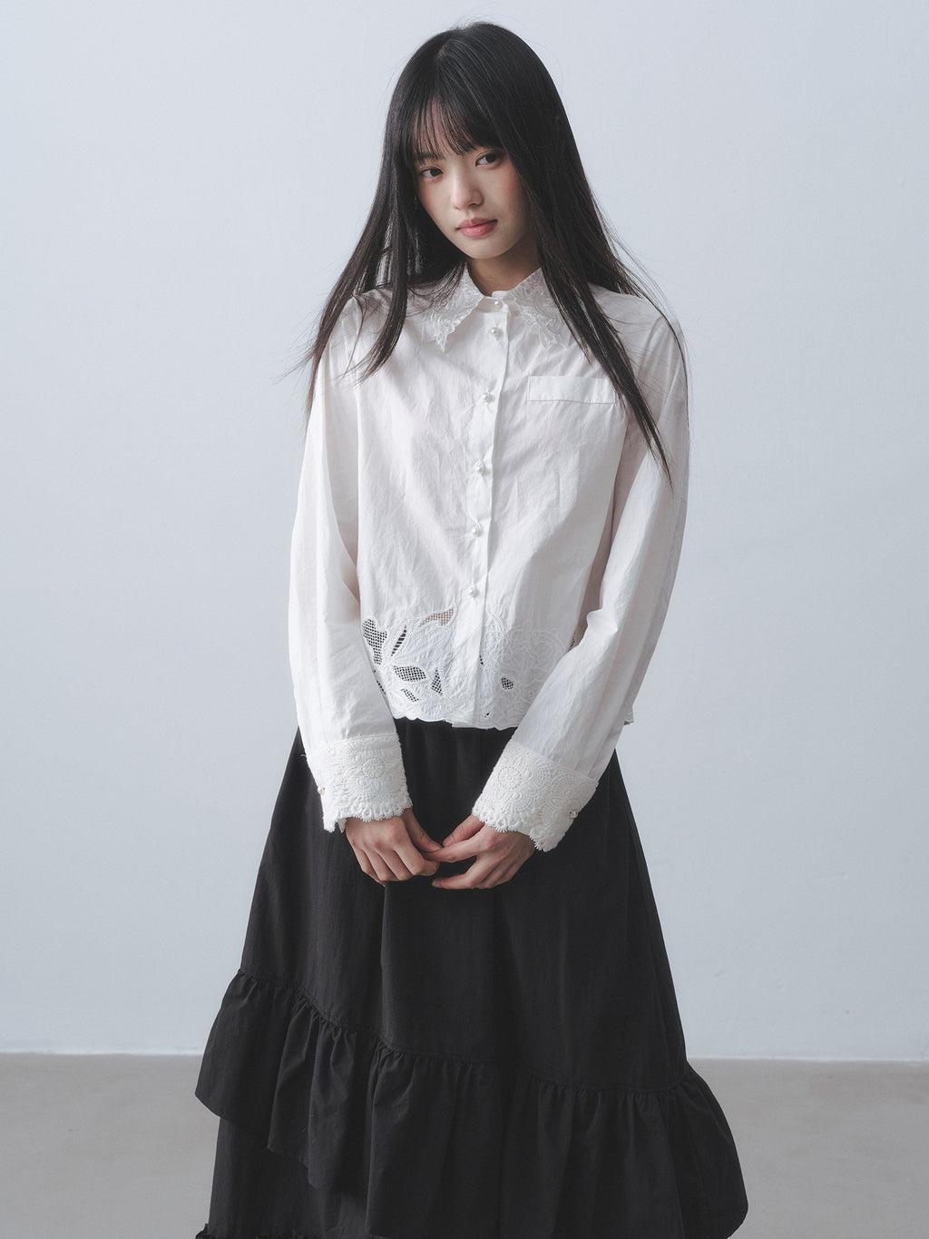DDGIRL_studio_Skin_Friendly_Cotton_Lace_Embroidered_Cropped_Cardigan_White_Long_Sleeve_Shirts_MISSTT
