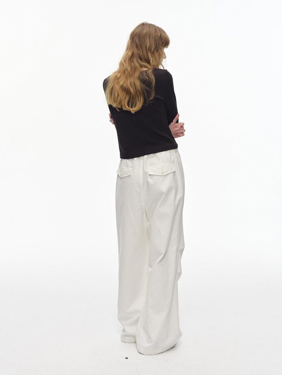 Country Moment Soft Breathable Cotton Loose Paratrooper Tapered Cuff Youth White Cargo Pants