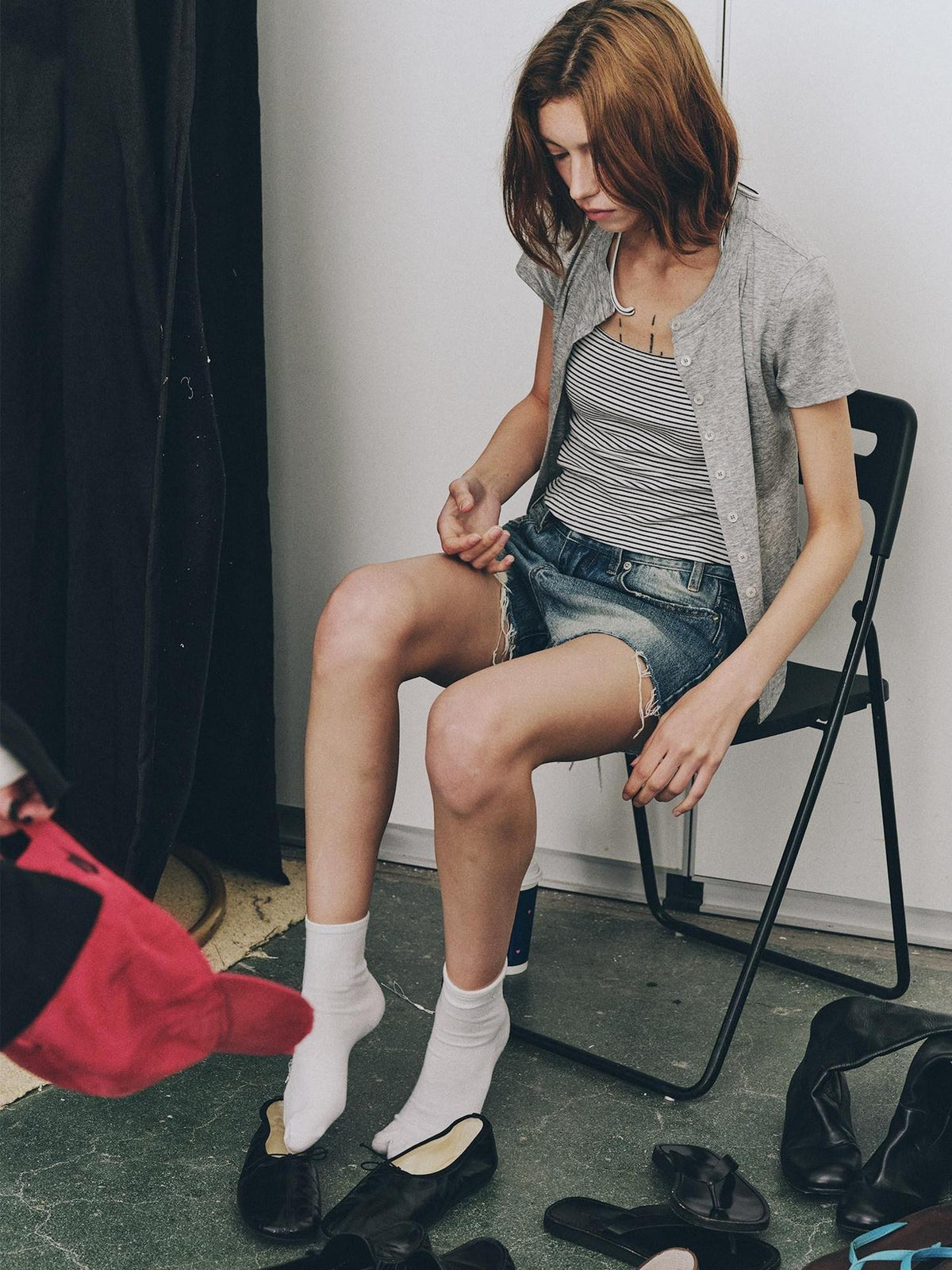 Country Moment Cooling Lyocell Knit Round Neck Women Gray Pullover Short Sleeve T-Shirts