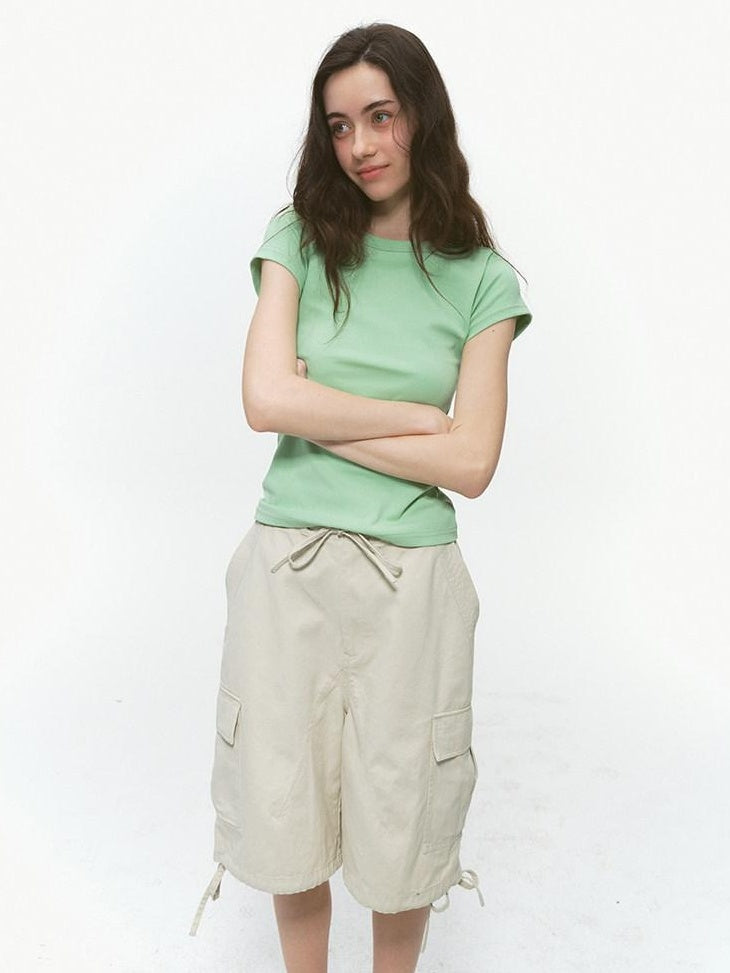 Country Moment Breathable Cotton Washed Cargo Loose Fit Casual Neutral Mid-Length Shorts