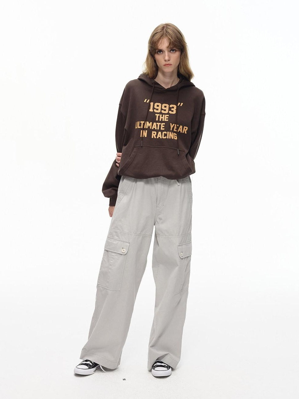 Country Moment Pure Cotton Loose Fit Hooded Letter Print Drop Shoulder Unisex Casual Hoodie