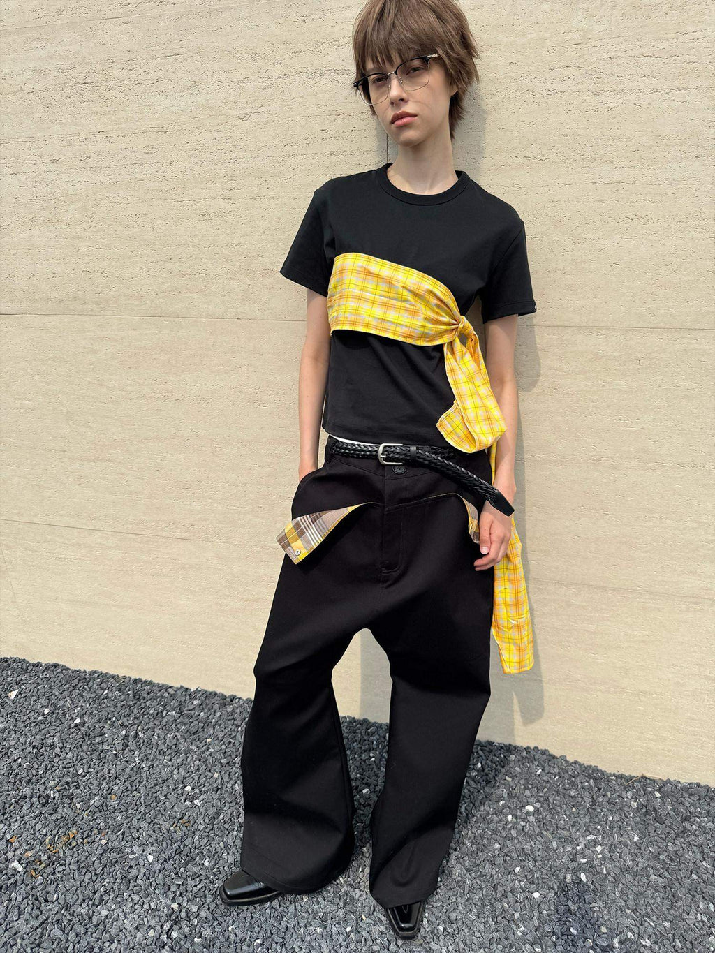 CasseSango Comfortable Loose Fit Trendy Youth Everyday Solid Black White Flared Pants