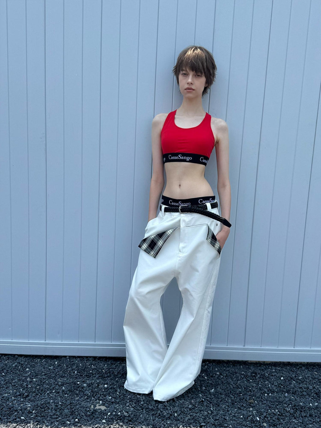 CasseSango Comfortable Loose Fit Trendy Youth Everyday Solid Black White Flared Pants
