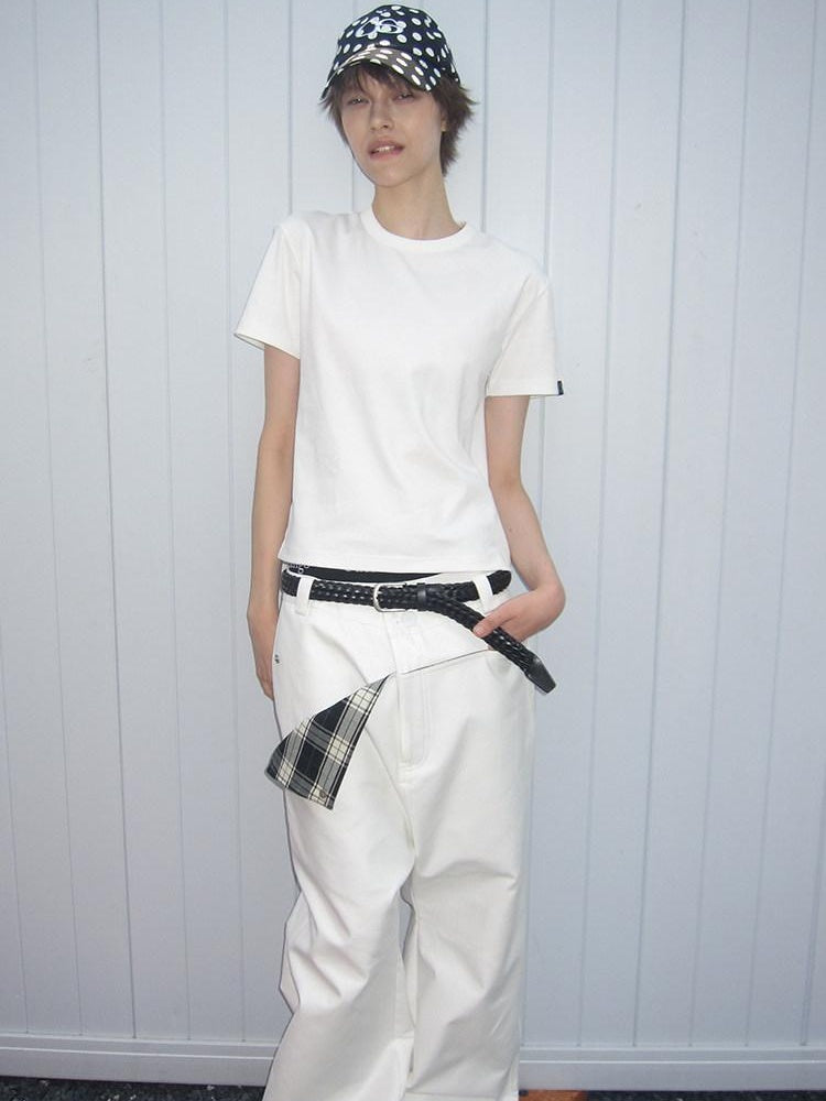 CasseSango Comfortable Loose Fit Trendy Youth Everyday Solid Black White Flared Pants