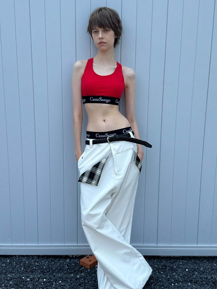 CasseSango Comfortable Loose Fit Trendy Youth Everyday Solid Black White Flared Pants
