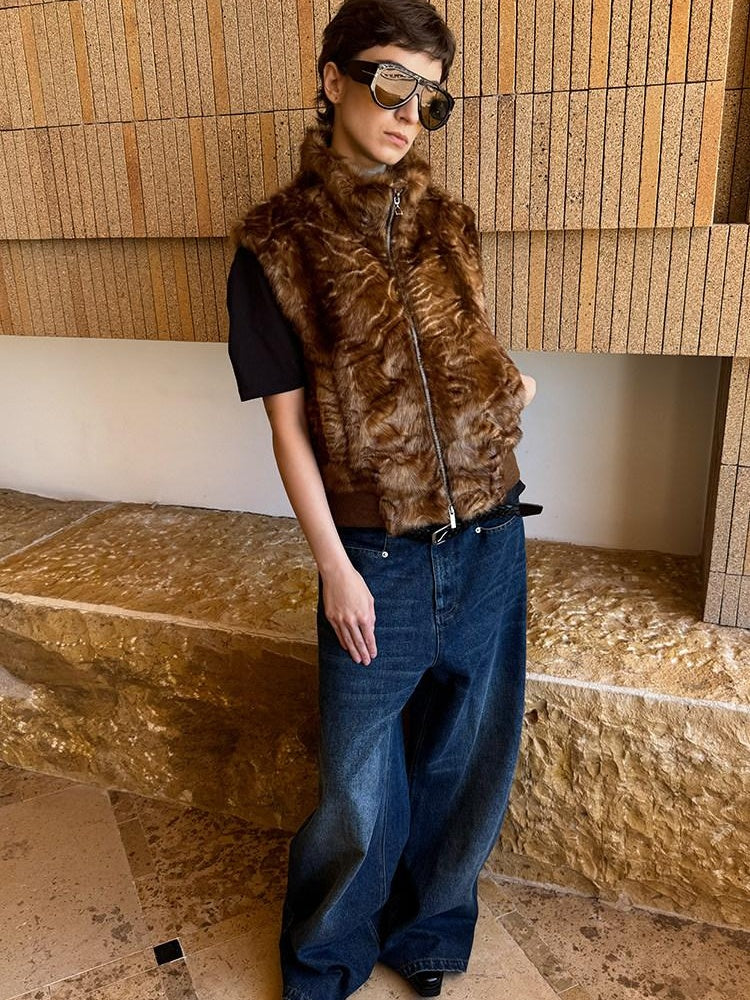 CasseSango Insulated Loose Fit Trendy Youth Daily Stand Collar Zipper Brown Puffer Jackets