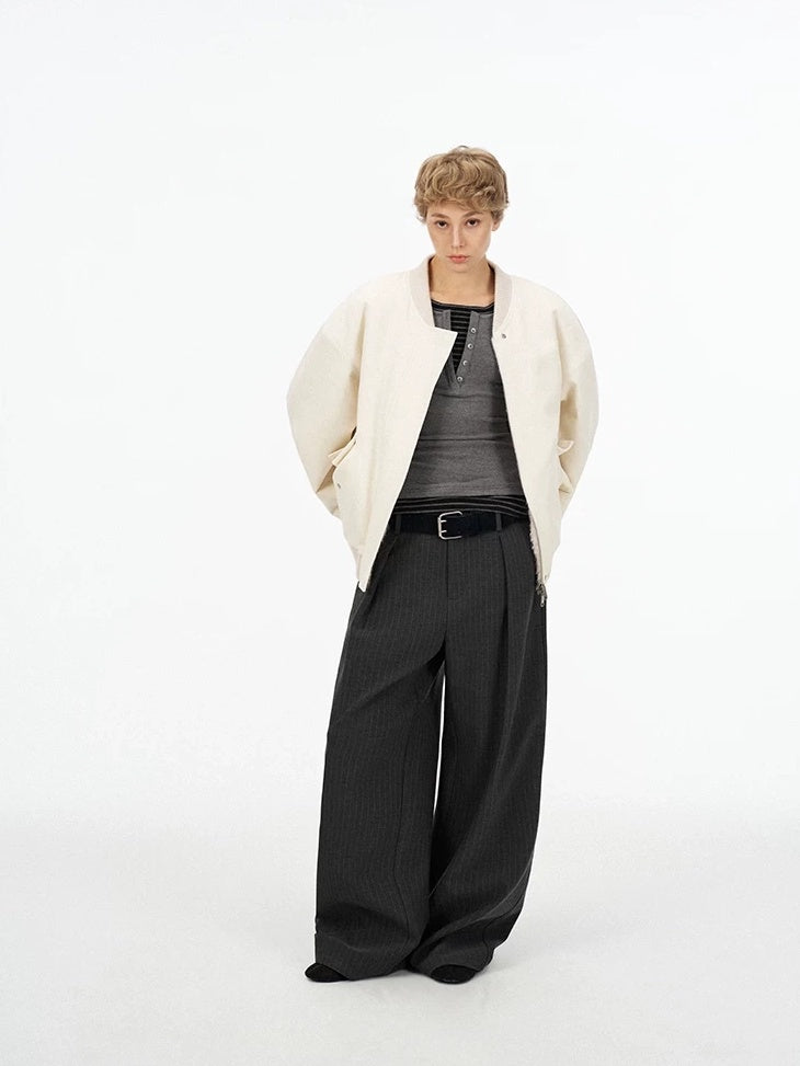 LoalaOffice 100% Cotton Casual Baseball Collar Short Zip Jacket Women Daily White Outerwear