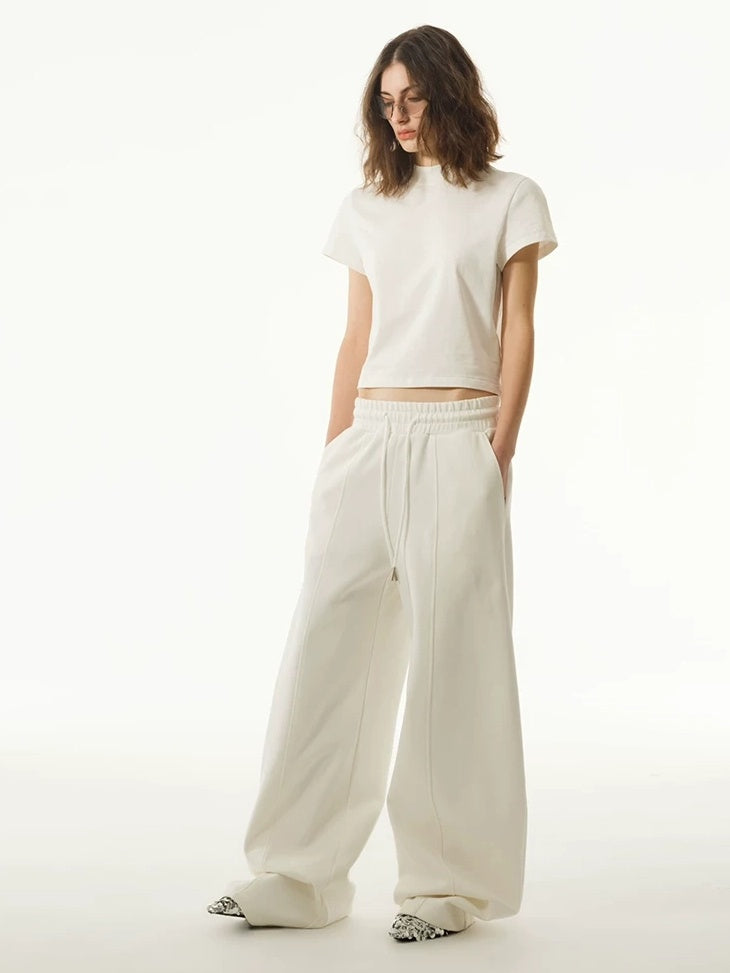 LoalaOffice 100% Cotton Casual Straight High Waist Short Sleeve Crew Neck Women Tops