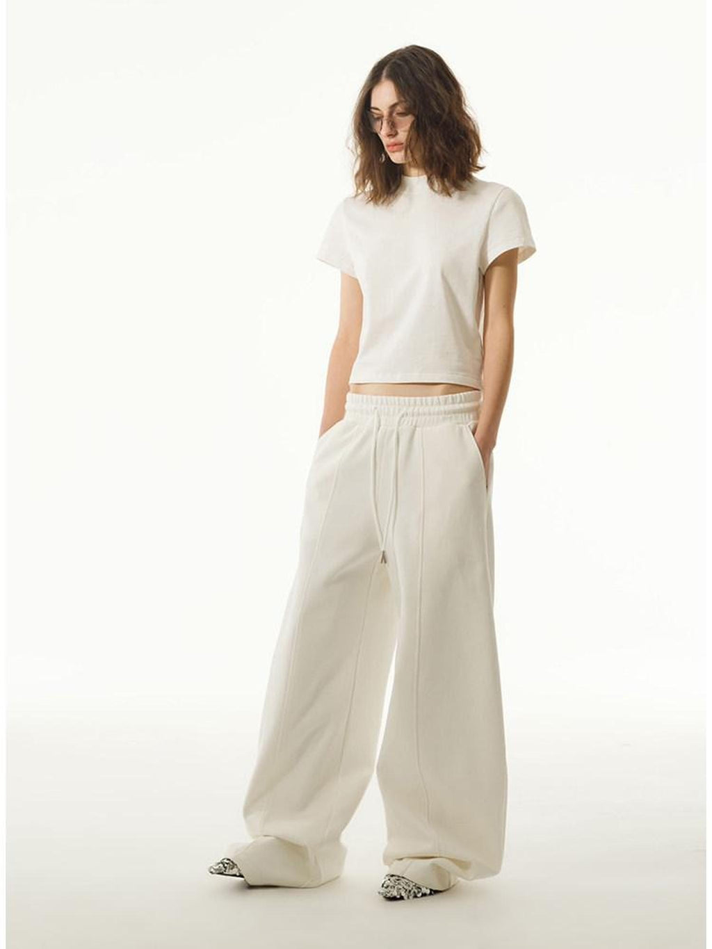 LoalaOffice 100% Cotton Casual Straight High Waist Short Sleeve Crew Neck Women Tops