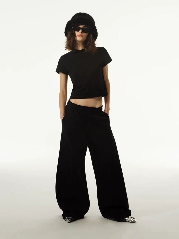 LoalaOffice 100% Cotton Casual Straight High Waist Short Sleeve Crew Neck Women Tops