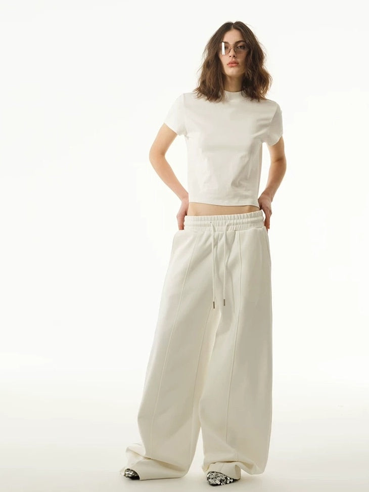 LoalaOffice 100% Cotton Casual Straight High Waist Short Sleeve Crew Neck Women Tops