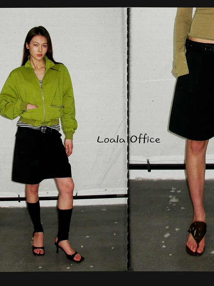 LoalaOffice 100 Percent Cotton Loose Straight Zip Pocket Shorts Women Black White Bottoms